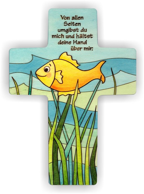 Spruchkreuz "Schmunzelfisch"