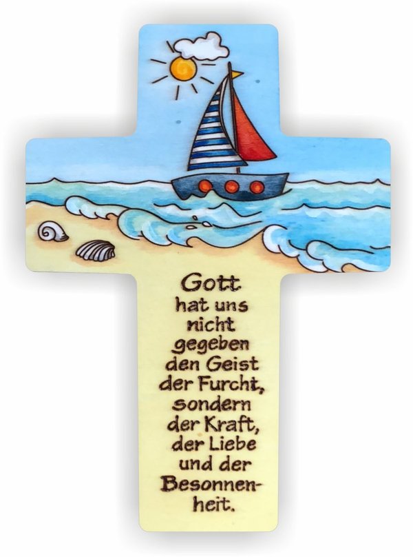 Spruchkreuz "Segelboot"
